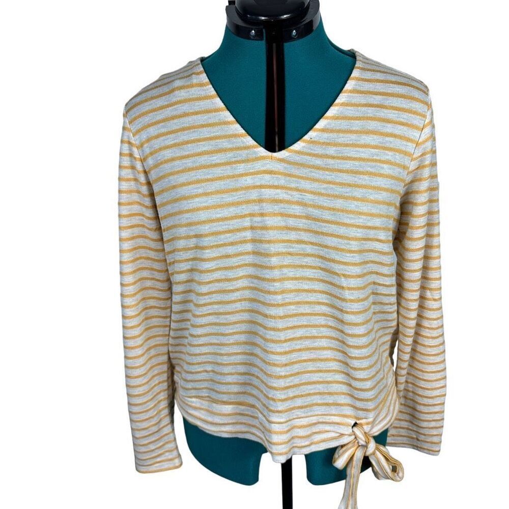 Alya cream and yellow striped blouse- size L